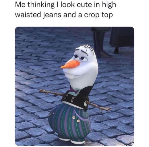 Me thinking look cute in high waisted jeans and a crop top