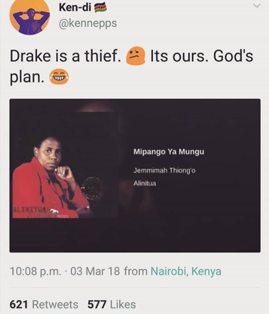 Kendi kennepps drake is a thief. plan. its ours. god's mipango ya mungu jemmimah