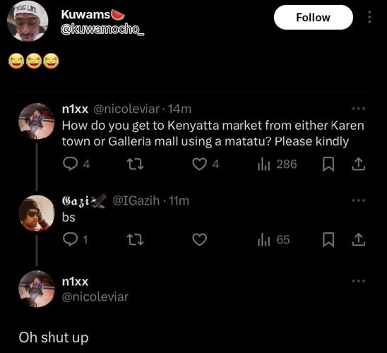 Kuwams kuwamodho_ follow nlxx nicoleviar . 14m how do you get to kenyatta market