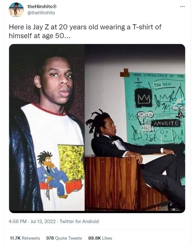 Thehirohito thehirohito here is jay z at 20 years old wearing a tshirt of himsel