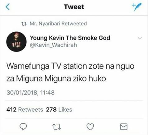 Tweet t2 mr. nyaribari retweeted young kevin the smoke god kevin_wachirah wamefu