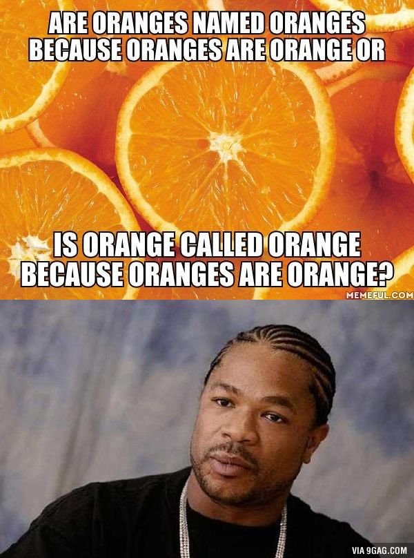 Reorangesmamed oranges begauseorangesareorangeor isorange calzed orange because