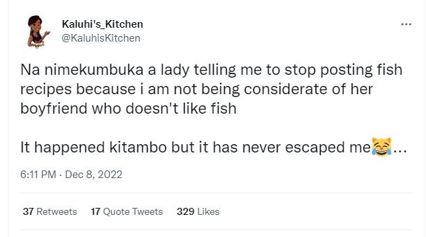 Kaluhi 's_kitchen kaluhiskitchen na nimekumbuka a lady telling me to stop postin