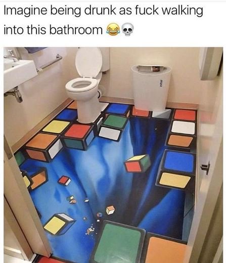 Imagine being drunk as fuck walking into this bathroom