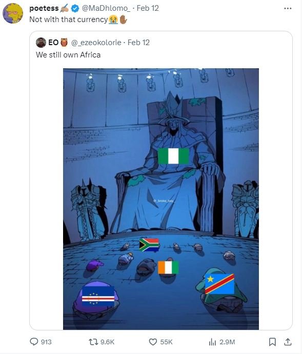 Poetess madhlomo feb 12 not with that currency eo ezeokolorie feb 12 we still ow