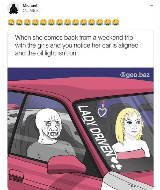 Michael jamtoka when she comes back from a weekend trip with the girls and you n