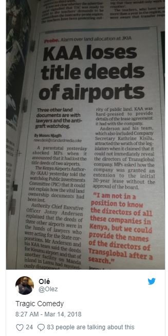 Alarm over landi allocationat iia kaaloses titledeeds ofairports throe othar lan