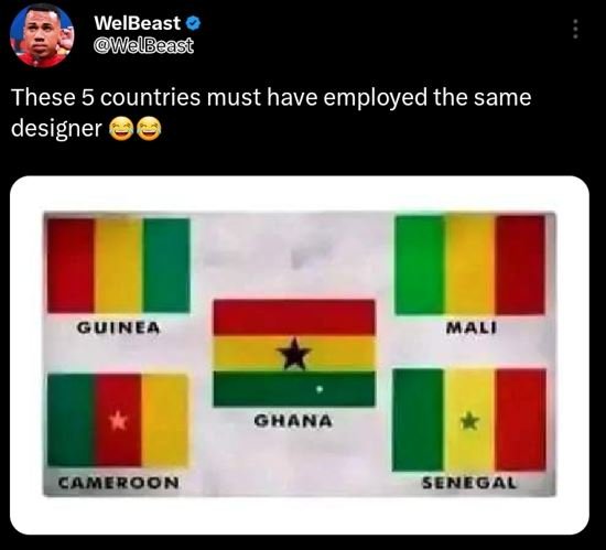 Welbeast welbeast these 5 countries must have employed the same designer guinea
