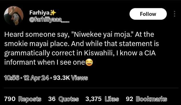 Farhiya rhiliyaaa follow heard someone say niwekee yai moja at the smokie mayai