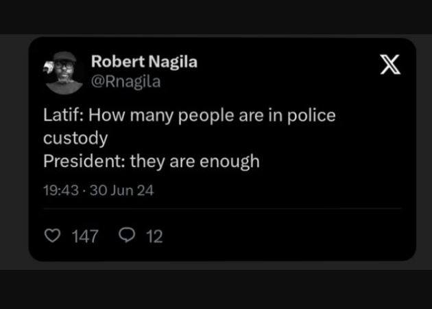 Robert nagila rnagila latif how many people are in police custody president they