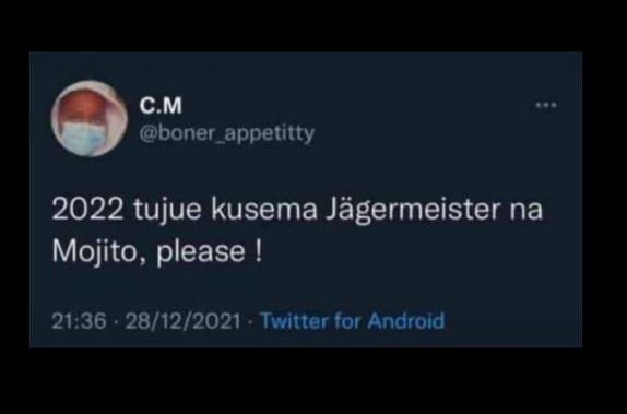 CM boner_appetitty tujue kusema Jägermeister na Mojito, please ! 21.36 2812 Twit