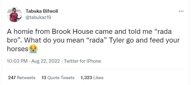 Tabuka bifwoli tabukaz19 a homie from brook house came and told me rada bro. wha