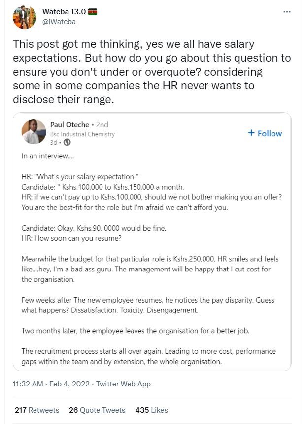 Wateba 13.0 iWateba This post got me thinking yes we all have salary expectation