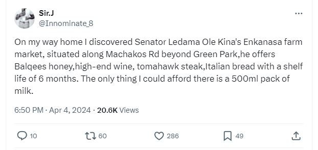 Sir j innominate 8 on my way home discovered senator ledama ole kina's enkanasa