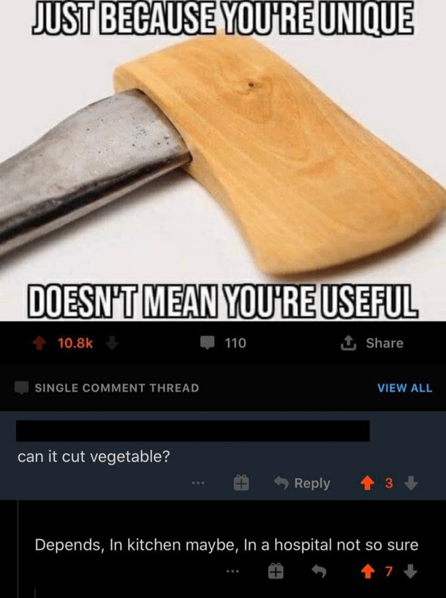 Just begause youreunique oesitmeaimqureuseful 10.8k 110 share single comment thr