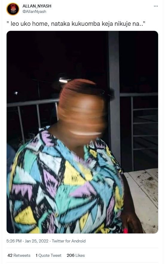 ALLAN_NYASH AllanNyash leo uko home nataka kukuomba keja nikuje na 5.26 PM Jan 2