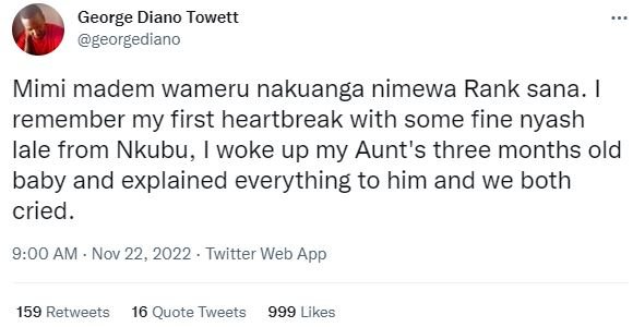 George diano towett georgediano mimi madem wameru nakuanga nimewa rank sana. rem