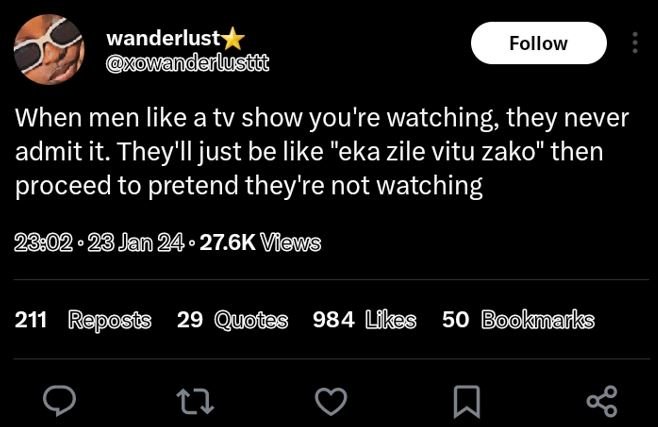 Wanderlust xo wanderlustgt follow when men like atv show you're watching they ne