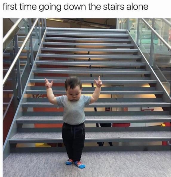 First time going down the stairs alone