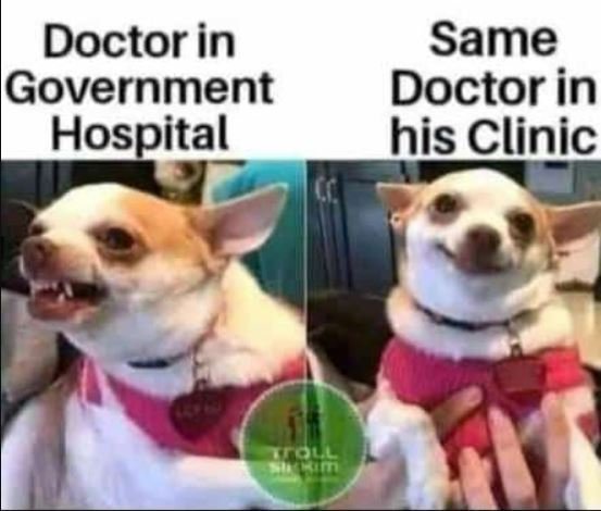 Doctor in government hospital same doctor in his clinic ao