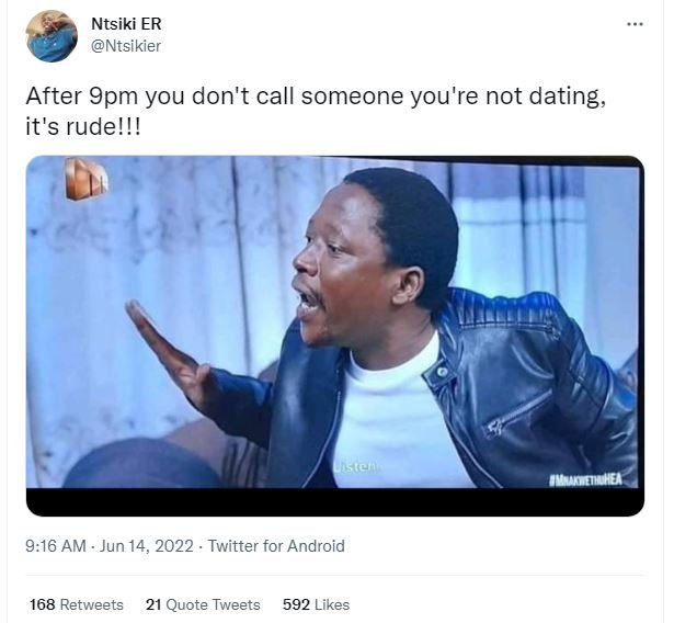 Ntsiki er ntsikier after 9pm you don't call someone you're not dating it's rudel