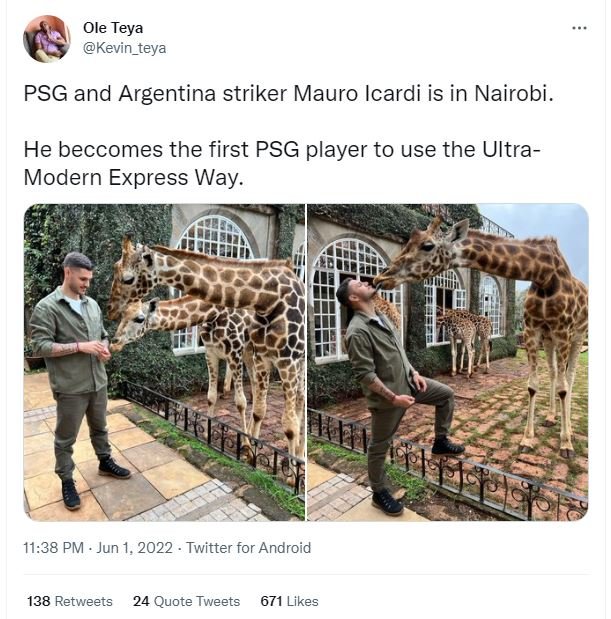Ole teya kevin_teya psg and argentina striker mauro icardi is in nairobi he becc