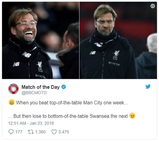 28 match of the day bbcmotd when you beat topofthetable man city one week. but t