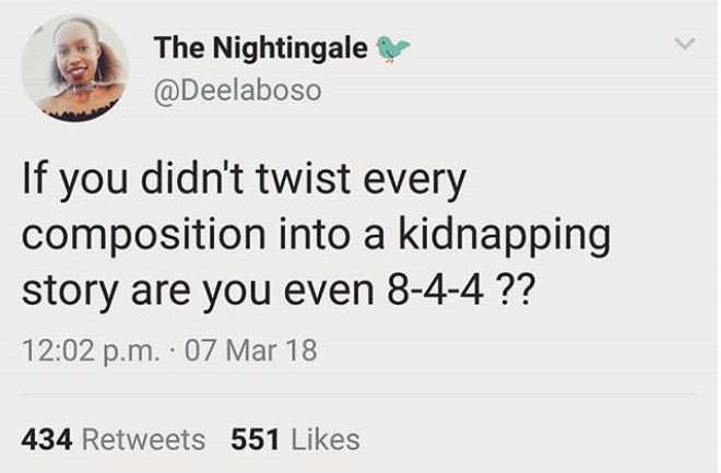 The nightingale deelaboso if you didn't twist every composition into a kidnappin