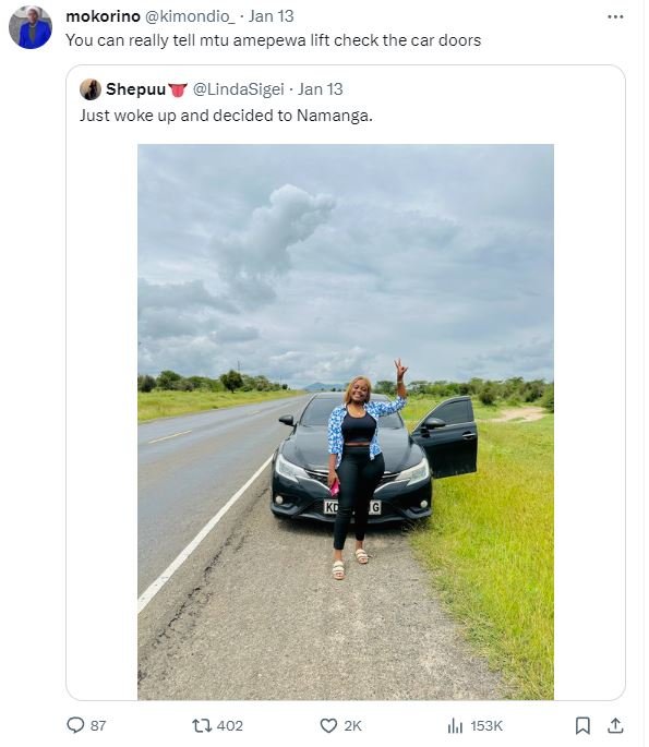 Mokorino kimondio jan 13 you can really tell mtu amepewa lift checkthe car doors