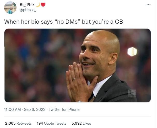 Big phiz phisco_ when her bio says no dms but you're a cb 11.00 am sep 6, twitte