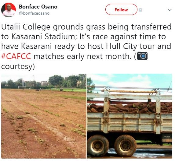 Bonface osano bonfaceosano follow utalii college grounds grass being transferred