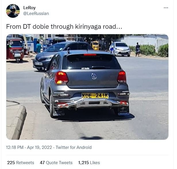 Leroy leerussian from dt dobie through kirinyaga road. jkdenzaik 12.18 pm . apr