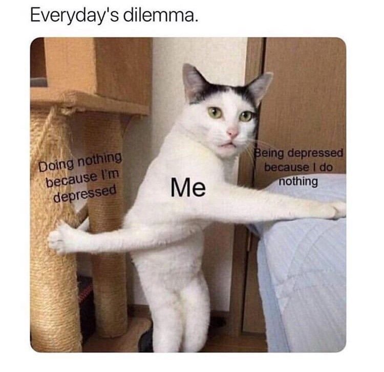 Everyday's dilemma being depressed because do nothing doing nolhing because ym d