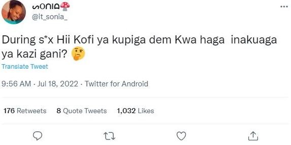 Onio it_sonia_ during s x hii kofi ya kupiga dem kwa haga inakuaga ya kazi gani?