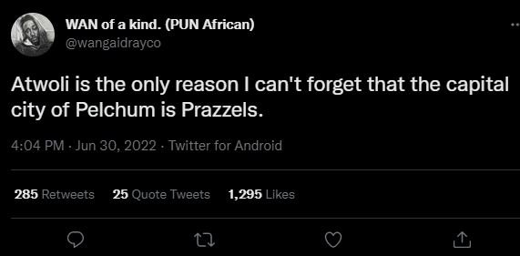 Wan of a kind. pun african wangaidrayco atwoli is the only reason can't forget t