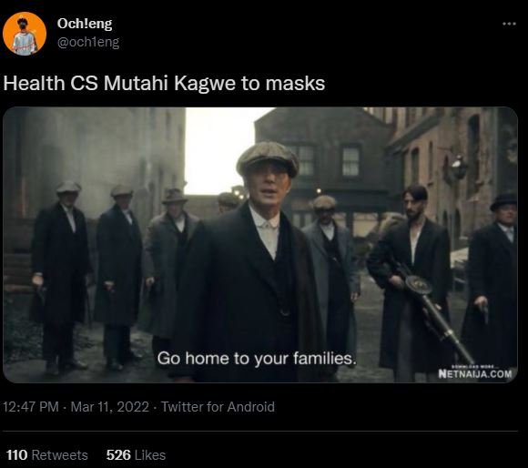 Ochleng ochleng Health CS Mutahi Kagwe to masks Go home to your families _ Naija