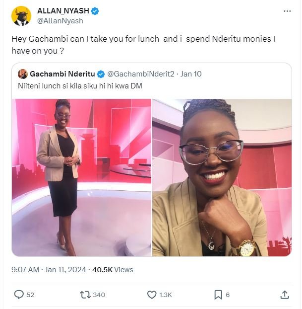 Allan_nyash allannyash hey gachambi can take you for lunch and spend nderitu mon