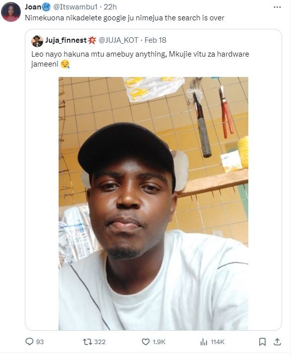 Joan itswambui 22h nimekuona nikadelete google ju nimejua the search is over juj