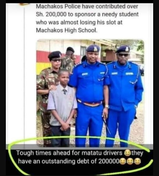 Machakos police have contributed over sh 200,000 to sponsor a needy student who