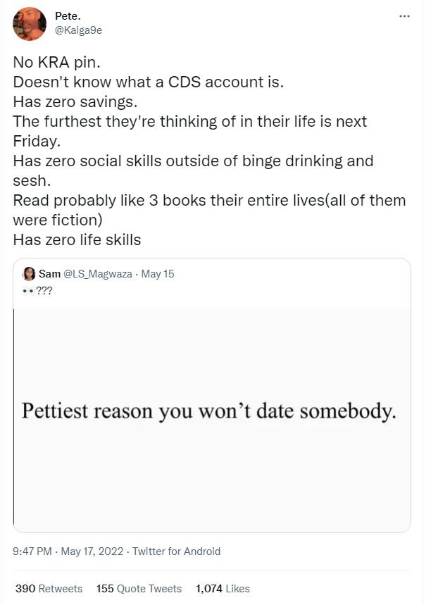 Pete kaigage no kra pin. doesn't know what a cds account is has zero savings. th