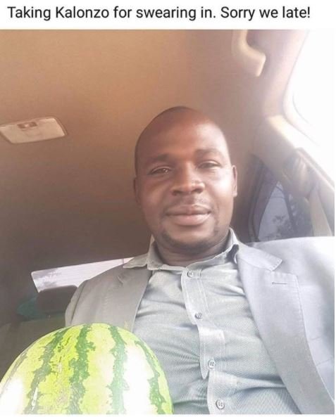 Taking kalonzo for swearing in. sorry we late!