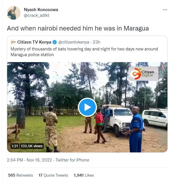 Nyash konosowa crack_adikt and when nairobi needed him he was in maragua citizen