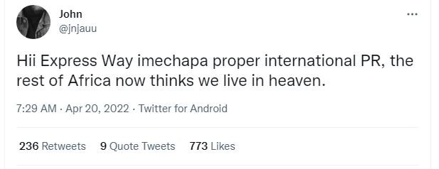 John jnjauu hii express way imechapa proper international pr, the rest of africa