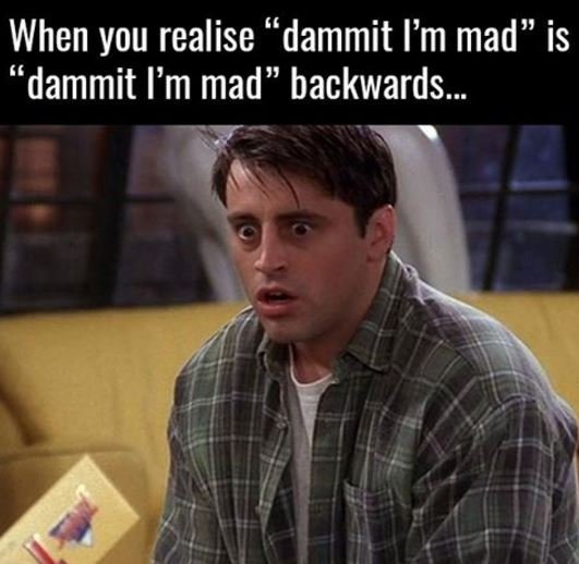 When you realise dammit 'm mad is dammit l'm mad backwards _