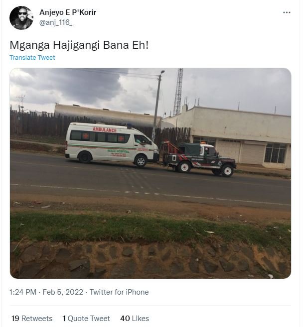 Anjeyo E P'Korir anj_116 Mganga Hajigangi Bana Eh! Translate Tweet MLMGE 1.24 PM