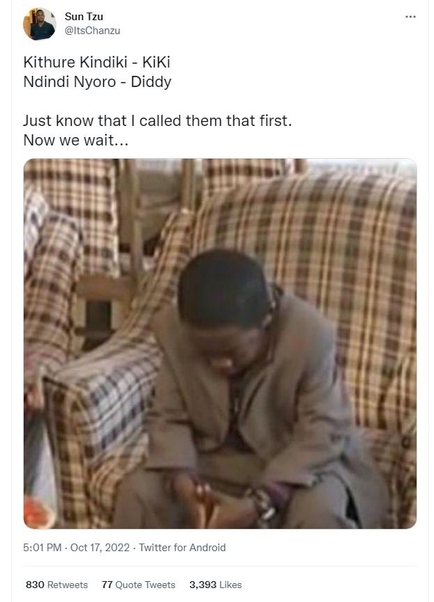 Sun tzu itschanzu kithure kindiki kiki ndindi nyoro diddy just know that called