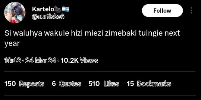 Kartelo guñiskec follow si waluhya wakule hizi miezi zimebaki tuingie next year
