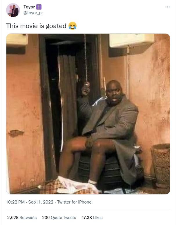 Toyor toyor_pr this movie is goated 10.22 pm . sep 11, twitter for iphone 2,628