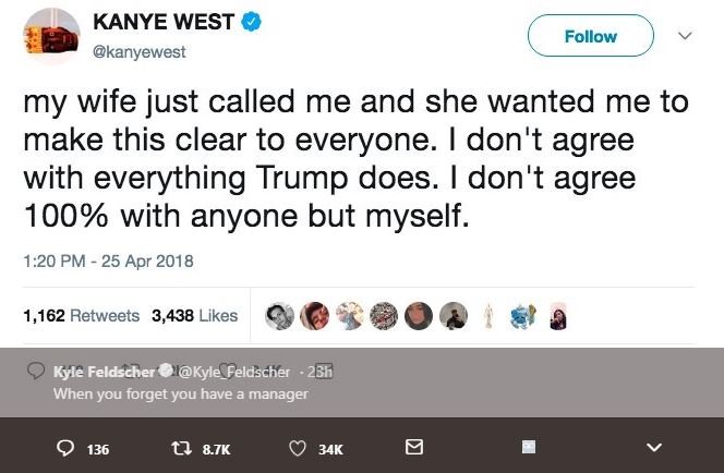 Kanye west kanyewest follow my wife just called me and she wanted me to make thi