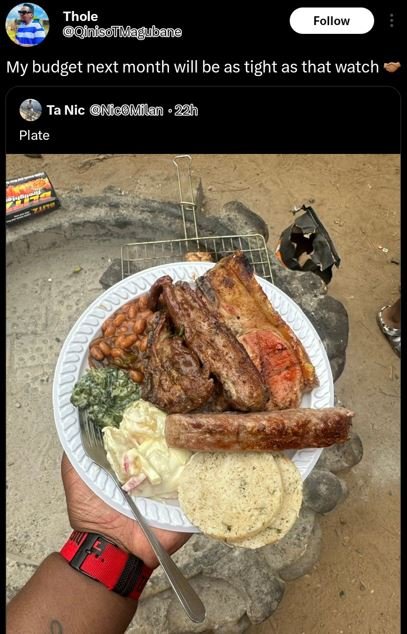 Thole oinisollagubane follow my budget next month will be as tight as that watch